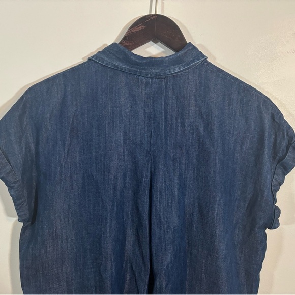 Wonderly Chambray Tunic Top Women’s Medium Blue Denim Shirt 100% Lyocell - Picture 5 of 9